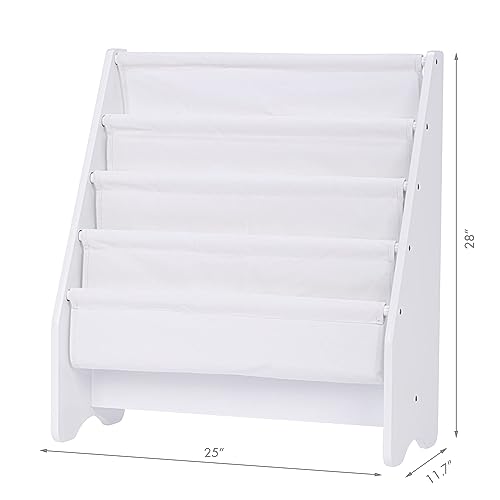 UTEX Kids Bookshelf Storage White Cotton Sling Organizing Shelf for Kids Rooms