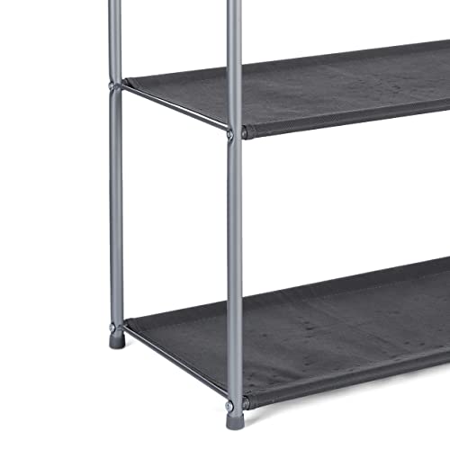 Freestanding Closet Organizer with Fabric Bins and Shelves - Grey, 32.7" x 12.2" x 31"