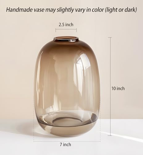 GeLive Brown Glass Vase - Round Flower Bottle for Centerpieces & Home Decor