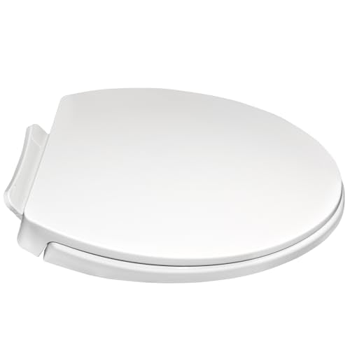 Soft Close Elongated Toilet Seat 19.09 Inch Cotton White with Mounting Hardware