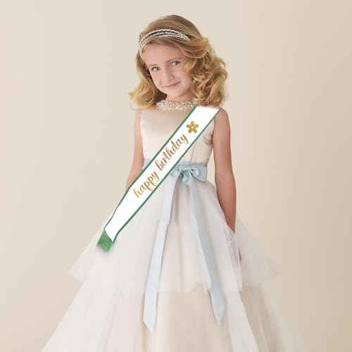 Birthday Sash for Men White Sash with Green Tassels Plain Sash Bridal Sash Party Decorations Birthday Princess Sash Sweet 16 Sash Prom King Sash for Beauty Pageant, Christmas Make Your Own Sahes