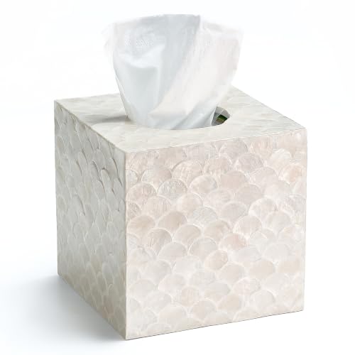 Square Capiz Shell Tissue Box Cover - Coastal Decorative Holder