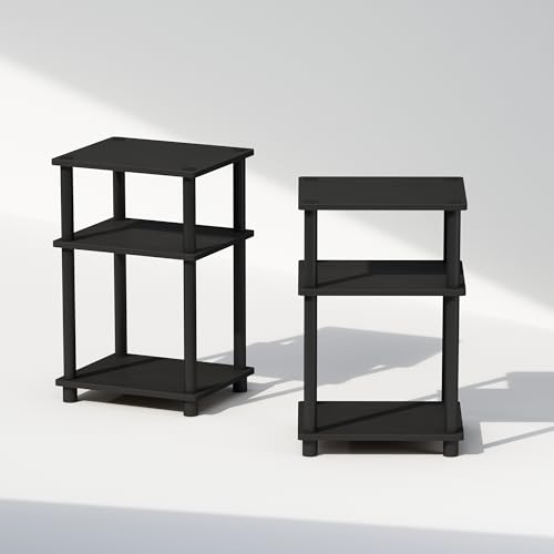 Furinno Toeless 3-Tier Nightstand Set of 2 - Americano / Black