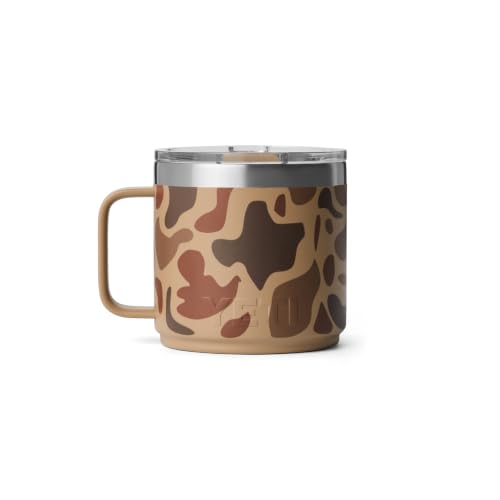 YETI Rambler 14 oz Ceramic Lined Stackable Mug Wetlands Camo - Durable Camping Coffee Cup