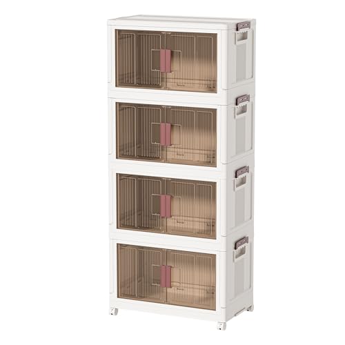60GAL/240QT 4 tier large stackable storage bins with lid and wheels,
