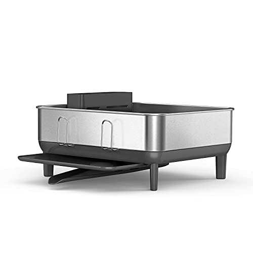 Gray Compact Steel Dish Rack for Small Kitchens - 15 x 15.5 x 7.5 Inches