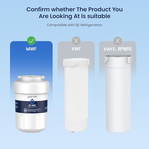 3 Pack Refrigerator Water Filter Compatible with GE MWF - White Variant