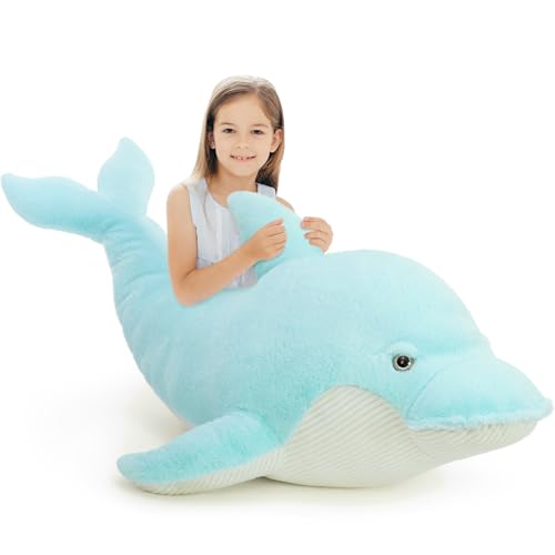 MaoGoLan 47 inch Giant Dolphin Stuffed Animal for Kids Toddlers, Plush Dolphin Body Pillow for Girls - Gift for Adults Girlfriend Women Christmas Easter Valentine's Day