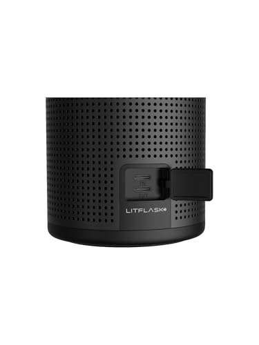 LitFlask Black 20oz Insulated Water Bottle with Bluetooth Speaker & Charger