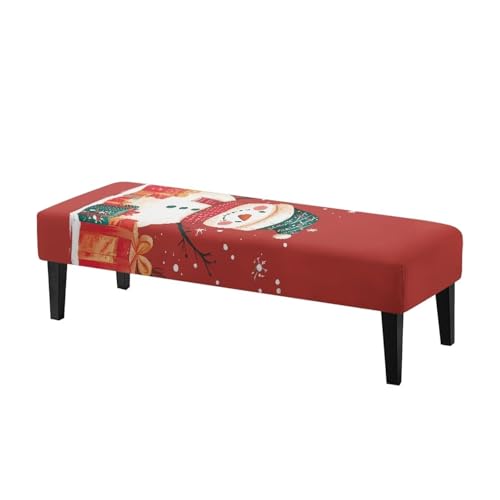 Cugasmaru Snowman Christmas Bench Cover Stretch Fit Waterproof Decor