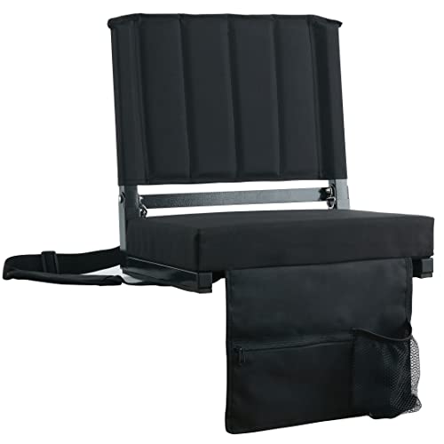 SPORT BEATS Stadium Folding Seat with Back Support - Large Black
