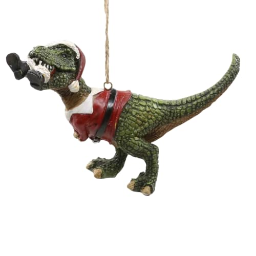 4.5-Inch T-Rex Eating Santa Christmas Tree Ornament – Quirky Holiday Decor