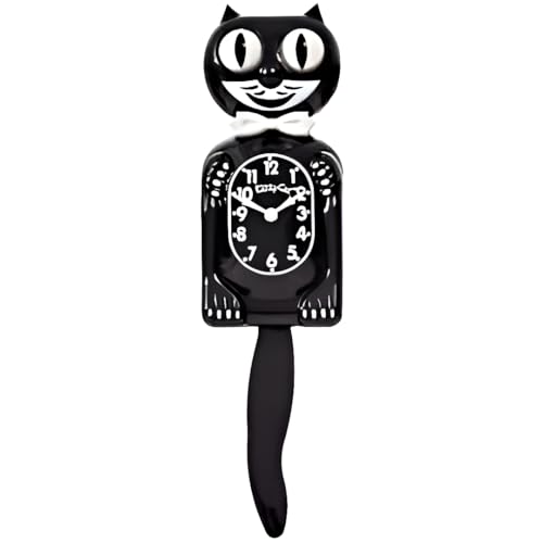 Kit Cat Klock Classic Black Small Wall Clock - 12.75 Inch Cat Decor
