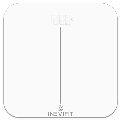 Digital Bathroom Scale with Large LED Display - White, 400 lbs Capacity - INEVIFIT