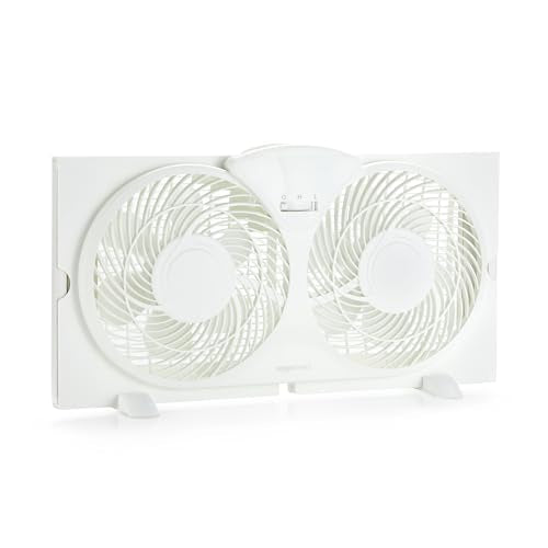 Twin Window Fan for Home Bedroom - 9 Inch Reversible Airflow & Exhaust - Basic Variation