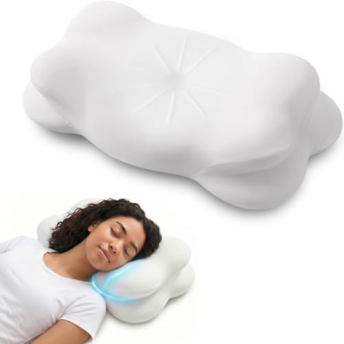Large Cloud Sleep Pillow - White / Ergonomic Memory Foam Neck Support