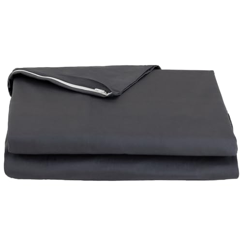 FULI 100% Cotton Zippered Futon Cover, Shikibuton, Queen, Dark Gray