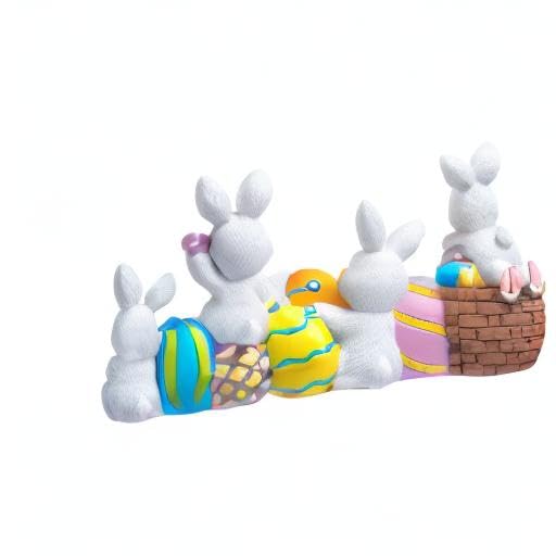 JOYIN Easter Bunny Table Decor Eggs with Easter Resin Centerpiece Decoration 4 Rabbits Bunny & Egg Tabletop Figuring for Spring Home and Office