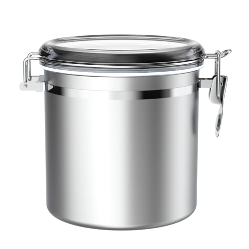 ENLOY Large 165oz Stainless Steel Airtight Food Storage Canister with Clear Lid