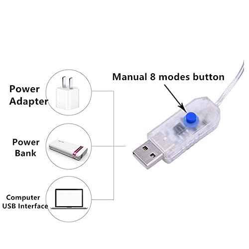 Fantasee Copper Wire String Lights USB Powered LED Fairy Lights 8 Modes with Timer Remote Control for Home Bedroom Birthday Party Wedding Christmas Festival Decor (Warm White, 16.4ft 50leds)