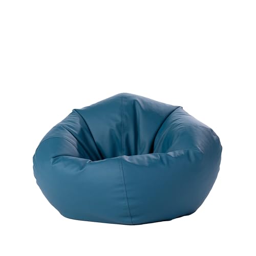Kids 30-Inch Vinyl Bean Bag Chair - Peacock, Lightweight & Supportive