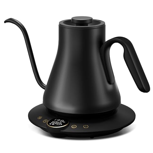 Intasting Ebony Black Gooseneck Electric Kettle 0.9L with ±1℉ Temp Control