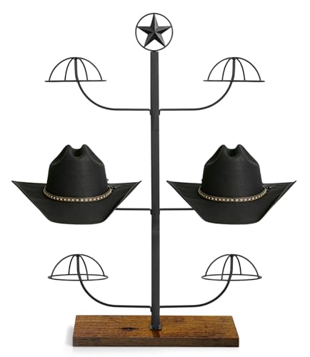Cowboy Hat Display Stand for 6 Hats Freestanding Countertop Hat Rack