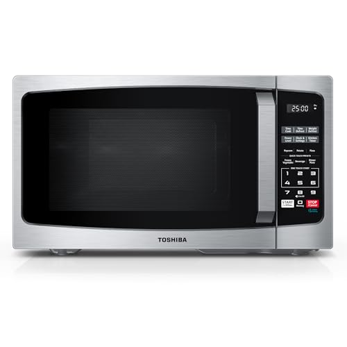 TOSHIBA 0.9 Cu.Ft Silver Microwave Oven with 900W Power, Child Lock & Preset Menus