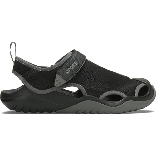 Crocs Men's Swiftwater Mesh Deck Sandals - Black, Size 13, Water-Friendly, Supportive Footwear