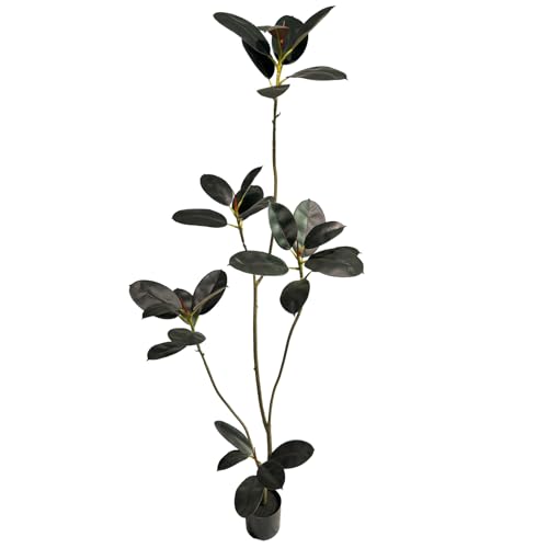 AfanD Artificial Rubber Tree 6ft Tall Indoor Plant - Realistic Faux Tree