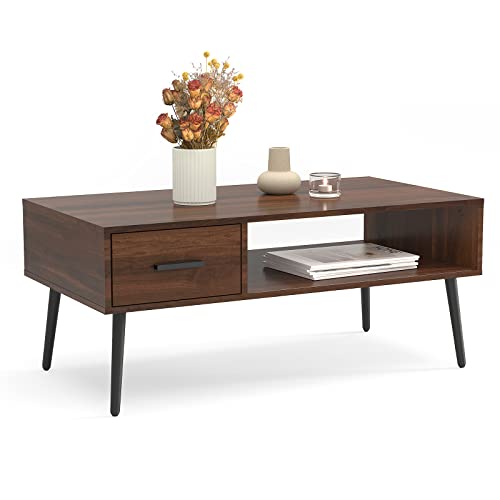 Mid Century Modern Coffee Table with Storage - Walnut, CT001B