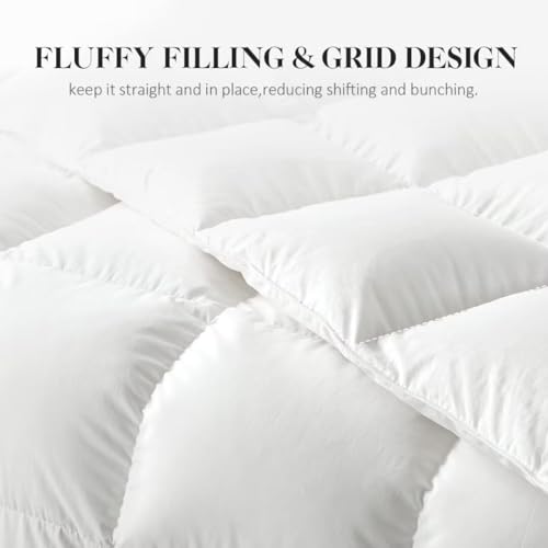 WhatsBedding King Size Feather Down Fiber Comforter White 106x90" Duvet Insert