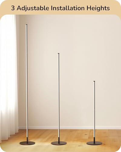 EDISHINE 59.8-Inch Black Floor Lamp with Remote, Dimmable & 3CCT Settings