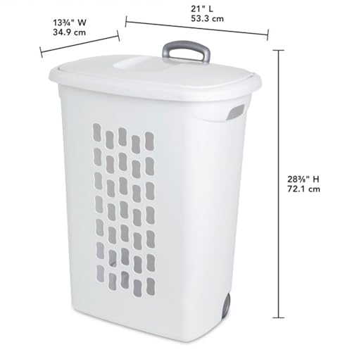 Sterilite 3-Pack Ultra Wheeled Laundry Hamper with Flip-Top Lid, White