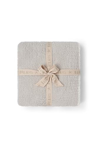 Barefoot Dreams CozyChic Contrast Tip Blanket Silver-Pearl 45x60" Luxury Throw