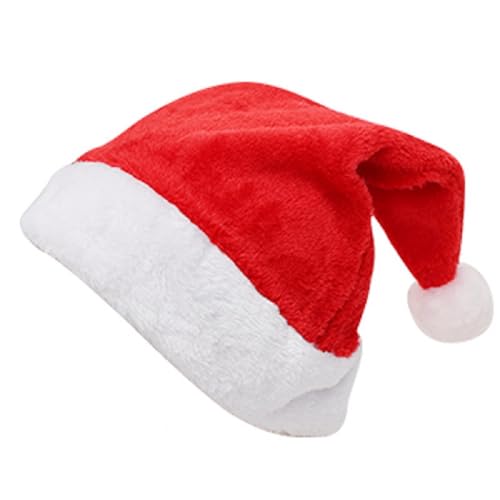 Red Santa Hat with White Cuffs - Short Plush Christmas Adult Costume Hat