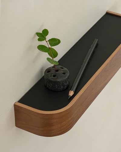 Kazai 'Toke' Walnut Wall Key Holder with Wooden Shelf, 8 Hooks, Entryway Organizer