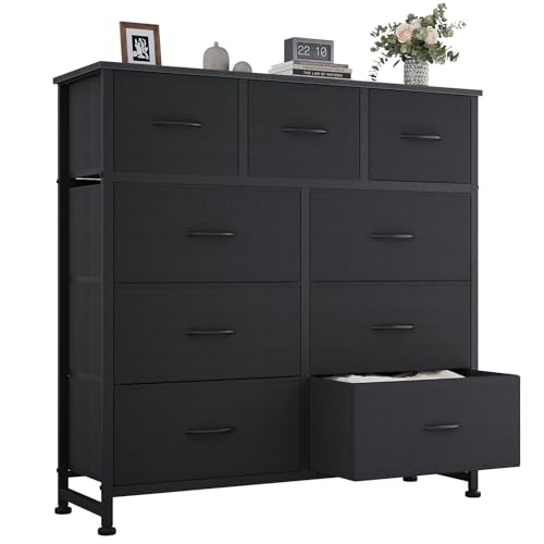 9 Drawer Black Dresser for Bedroom Closet Storage Tower - 39.4 x 11.8 x 39.9 Inches