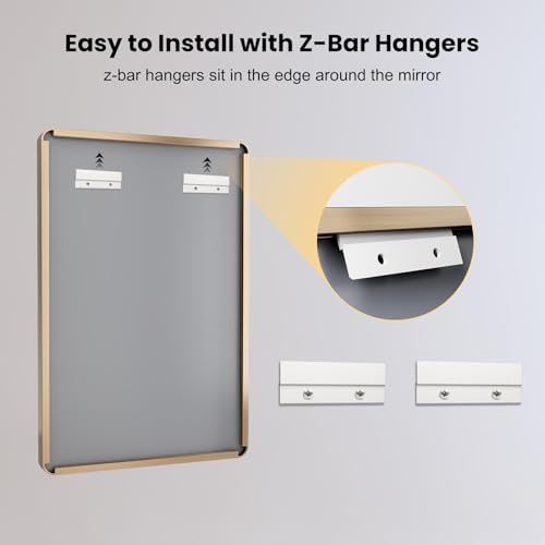 LOAAO 24x36 Inch Gold Bathroom Mirror - Modern Wall Mounted Vanity Mirror with Aluminum Frame