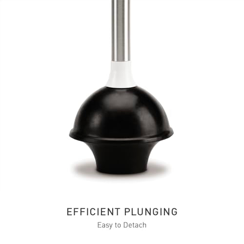 Simplehuman Toilet Plunger with Holder Set - White, Narrow Flange, Drip-Free Cover, Hidden Dome Storage - Variation of THIS listing