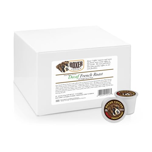 Boxer Coffee Swiss Water Decaf French Roast Coffee Pods 48ct - K-Cup Compatible, Eco-Friendly, Deep Dark Roast