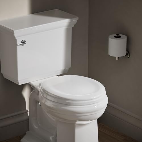 Kohler Stonewood White Round Quiet-Close Toilet Seat with Double-Hinge