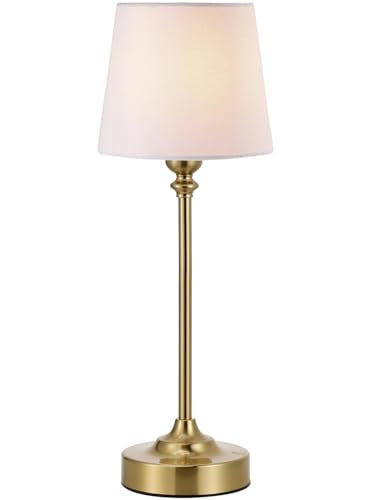 White and Gold Cordless Rechargeable Table Lamp - 15.8in Empire Shade