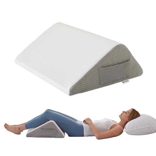 Bedluxe Memory Foam Knee Pillow 23.6x18.9x7.9 Inch White/Grey - Leg Support & Elevation