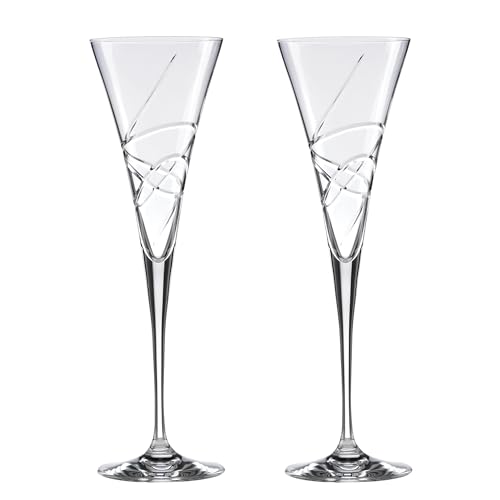 Lenox Adorn Crystal Champagne Flutes Set of 2 - 7oz Toasting Flutes, Elegant Crystal Glassware