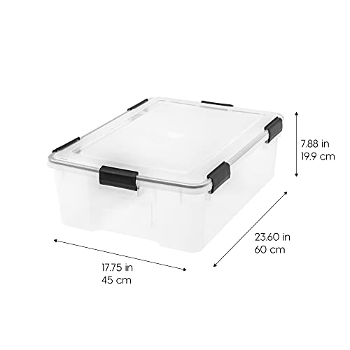 IRIS USA 4-Pack 41 Qt Clear Black Storage Bins with Gasket Lids, Weatherproof
