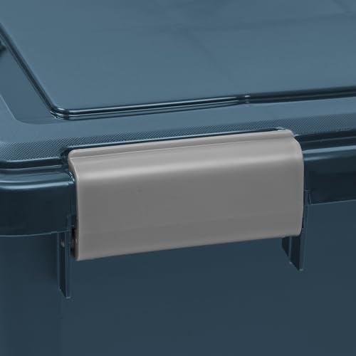 Navy 19 Qt Storage Bins with Gasket Lids - 6 Pack, Weatherproof & BPA-Free