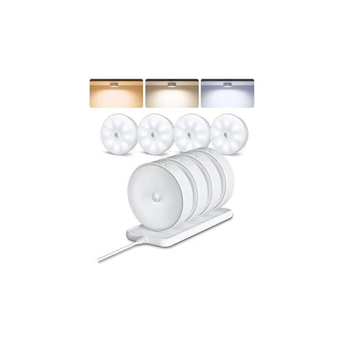 White 8-Pack Rechargeable Motion Sensor Closet Lights with Charging Station - Dimmable LED Night Lights