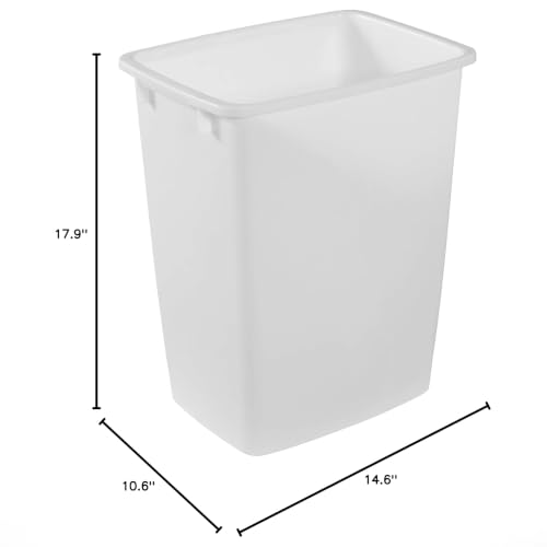 Rubbermaid 36QT Plastic Wastebasket - White Open Trash Can for Home & Office