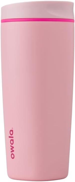 Owala SmoothSip Insulated Stainless Steel Coffee Tumbler - Reusable 20 oz Hot & Iced Cup | BPA Free, Pink